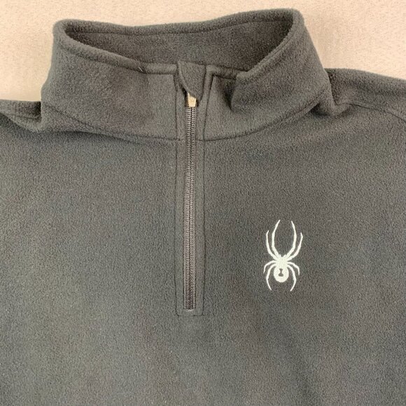 Vintage Spyder Mens Sweater Medium Black Fleece 1/4 Zip Long Sleeve Lightweight - Picture 2 of 10